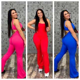 V Back Fit Booty Jumpsuits