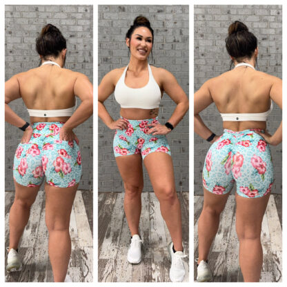 Fit Booty Floral Leopard V Back & Pocket Shorts