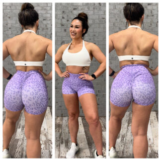 Fit Booty Purple Leopard V back & Pocket Shorts
