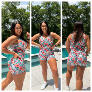 Fit Booty Teal Floral Set with Pockets