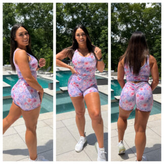 Fit Booty Purple Floral V Back Set