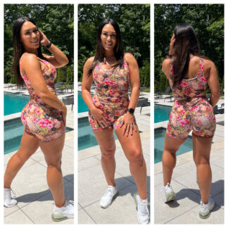 Fit Booty Floral Leopard V Back Set